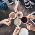 People,Drinking,Coffee,High,Angle,View