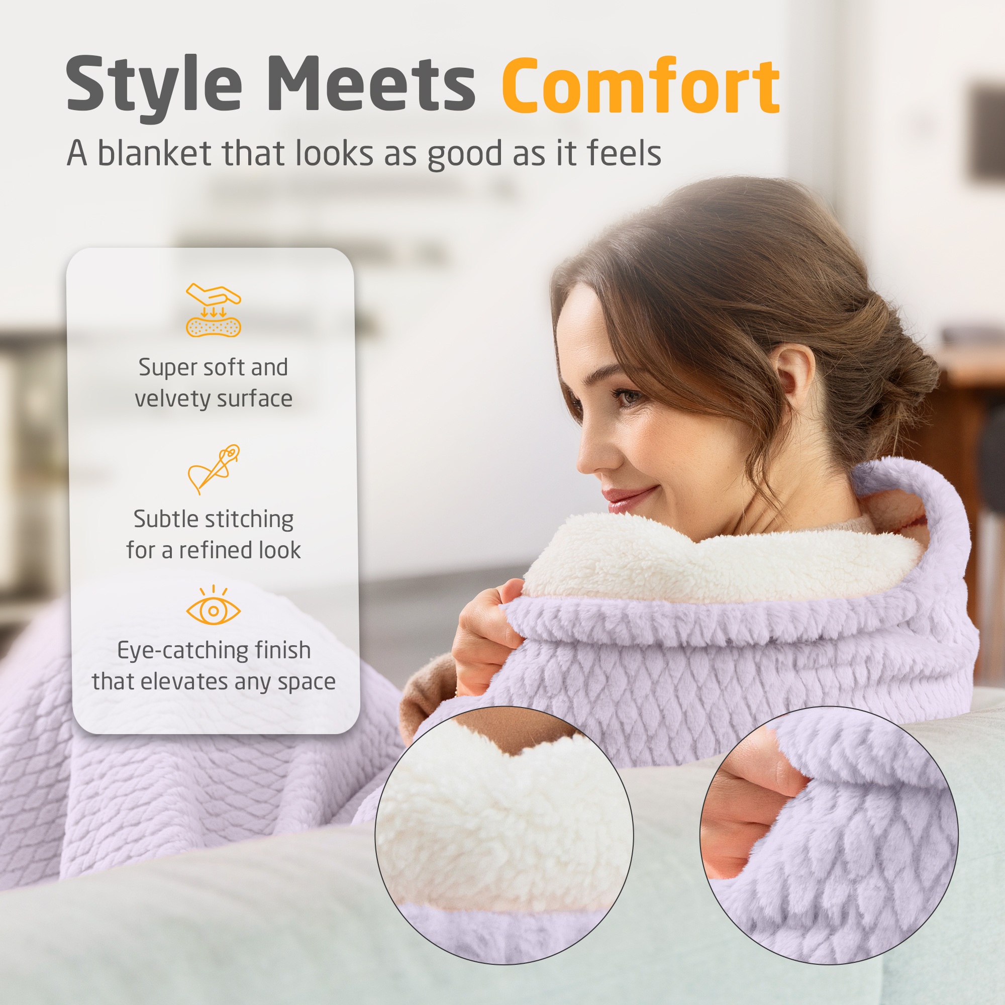 HB 418 | cozy heated blanket | soft lilac