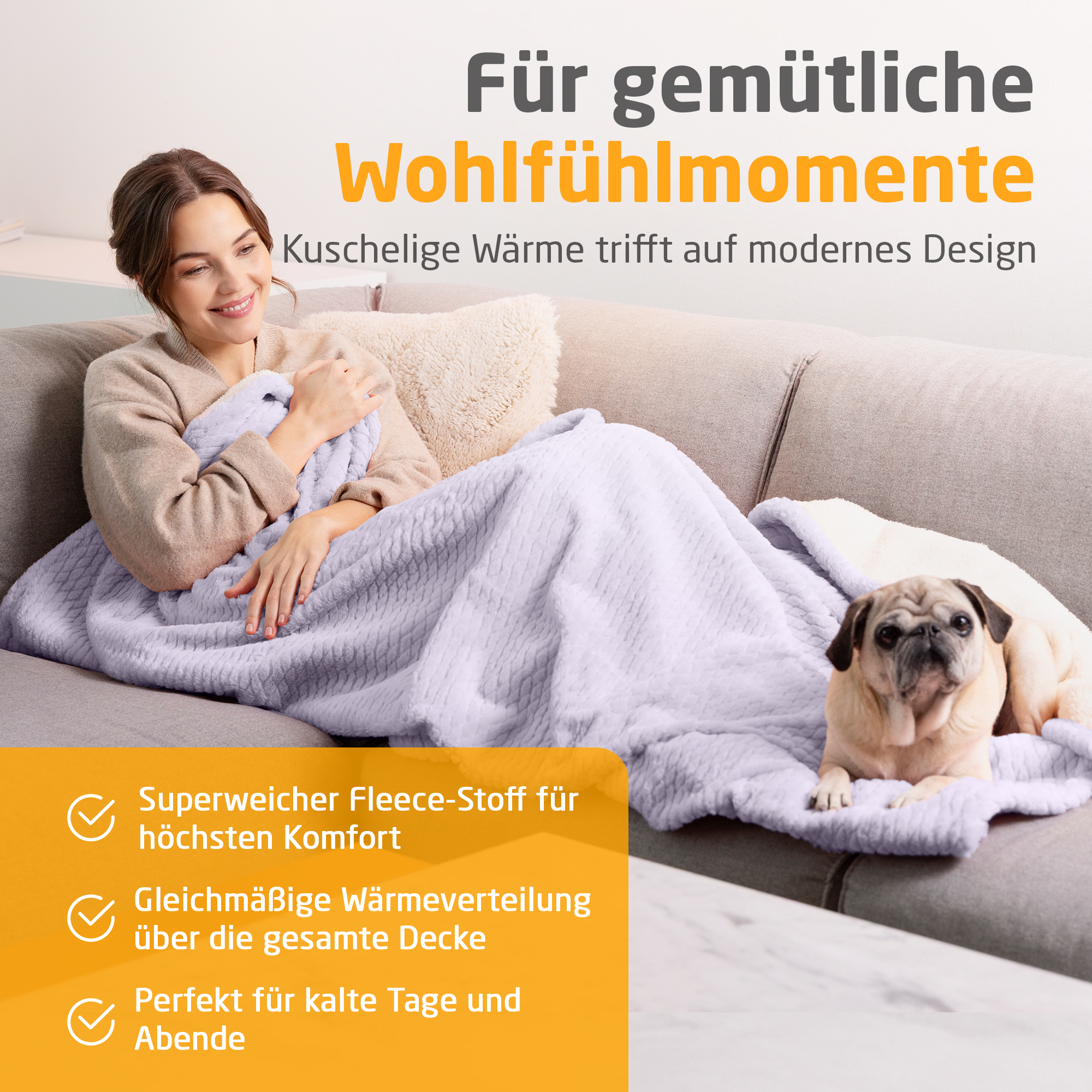HB 418 | Kuschelheizdecke | zartlila