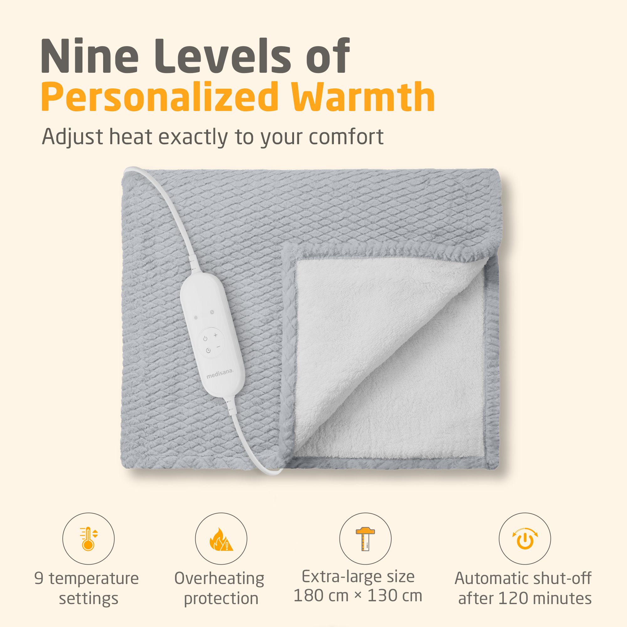 HB 416 | Plush Heated Blanket | Light Grey