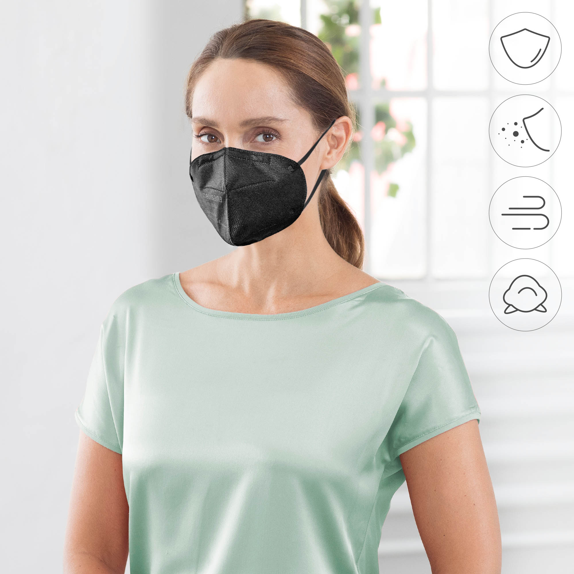 RM 100 | 10x FFP2 schwarze Atemschutzmaske