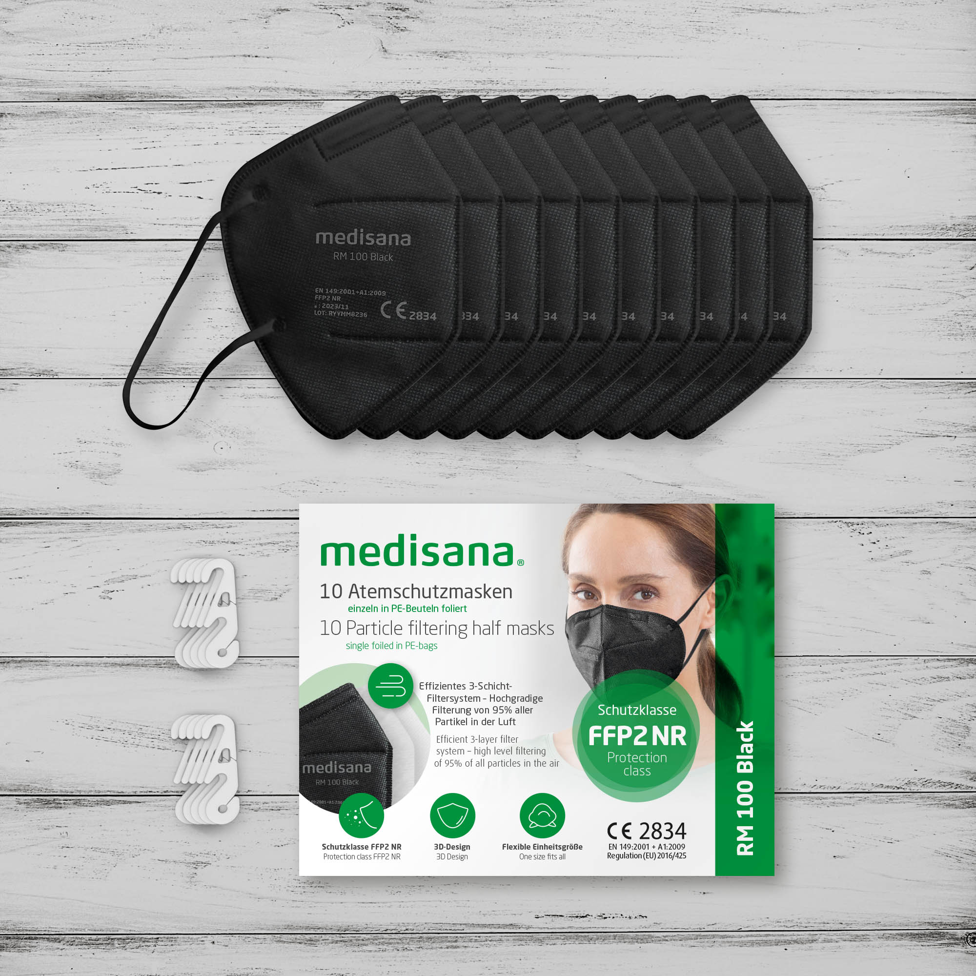 RM 100 | FFP2 Maske - 100 Stück - schwarz