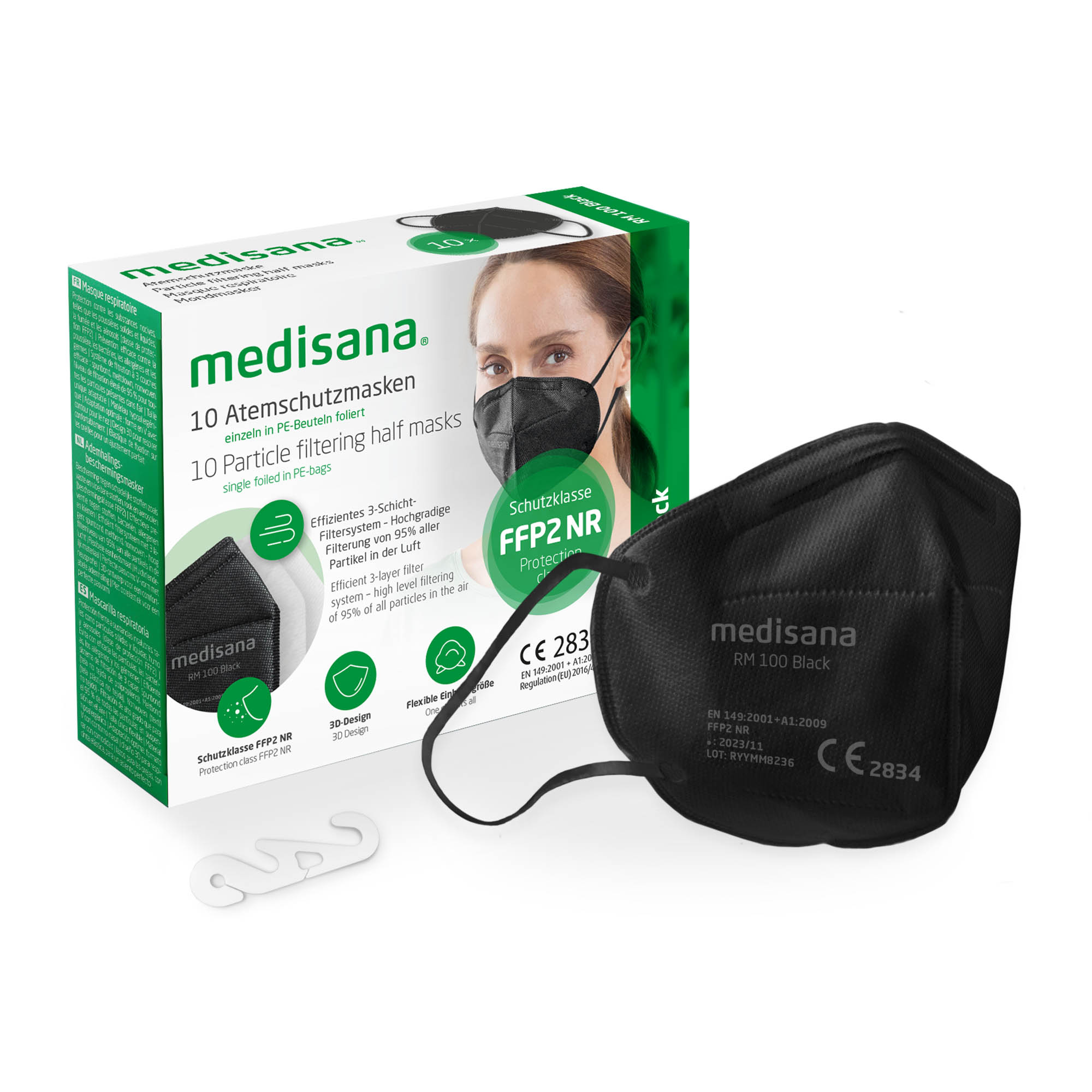 RM 100 | FFP2 Maske - 100 Stück - schwarz