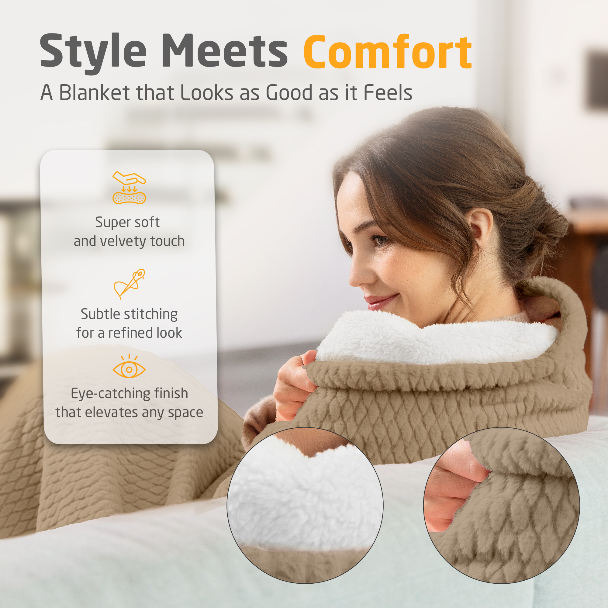 HB 419 | Cozy Heated Blanket | sand cream