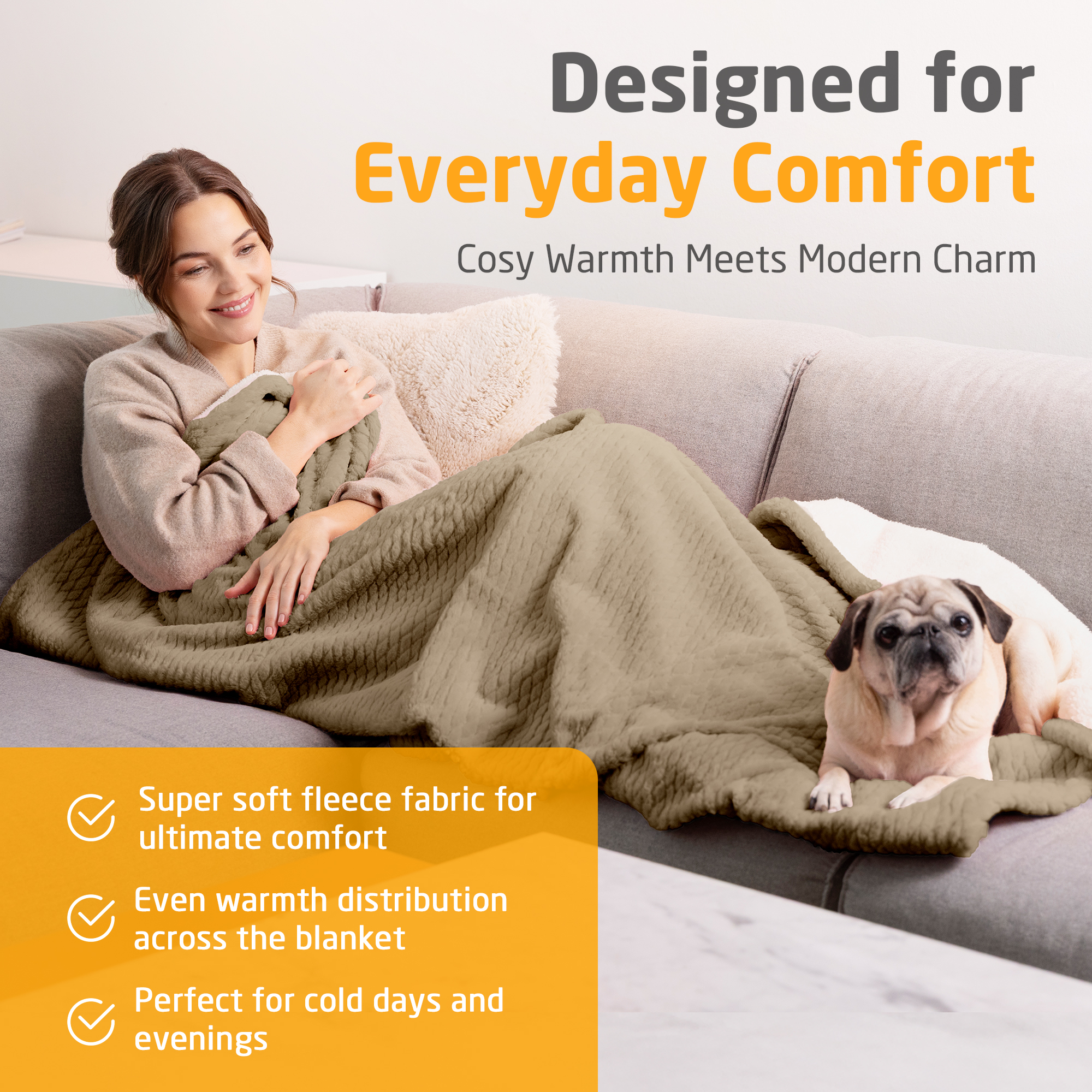 HB 419 | Cozy Heated Blanket | sand cream