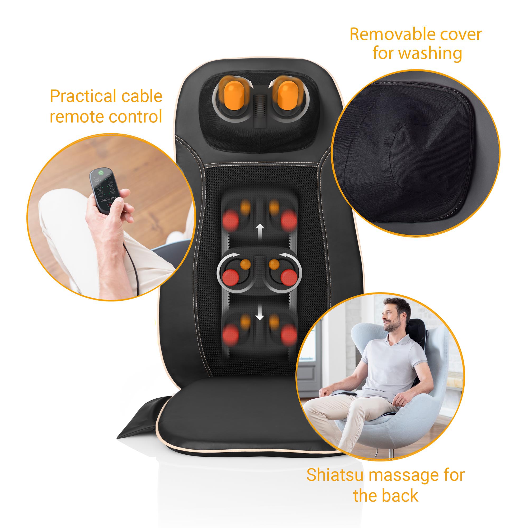 Shiatsu-Massagesitzauflage | MCN | medisana Shiatsu-Massagesitzauflage | MCN | medisana