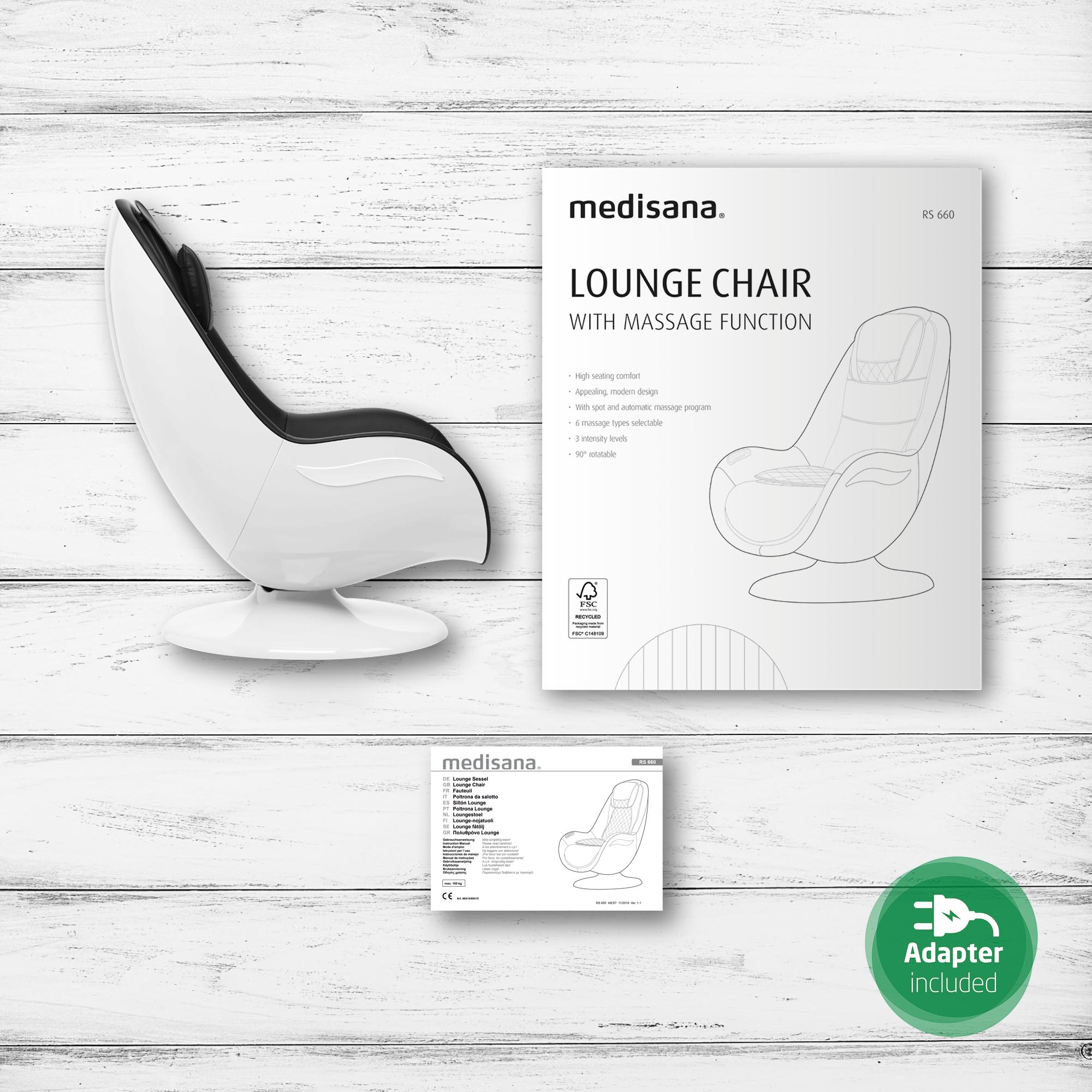 RS 660 | Lounge Sessel mit Massagefunktion und Hocker