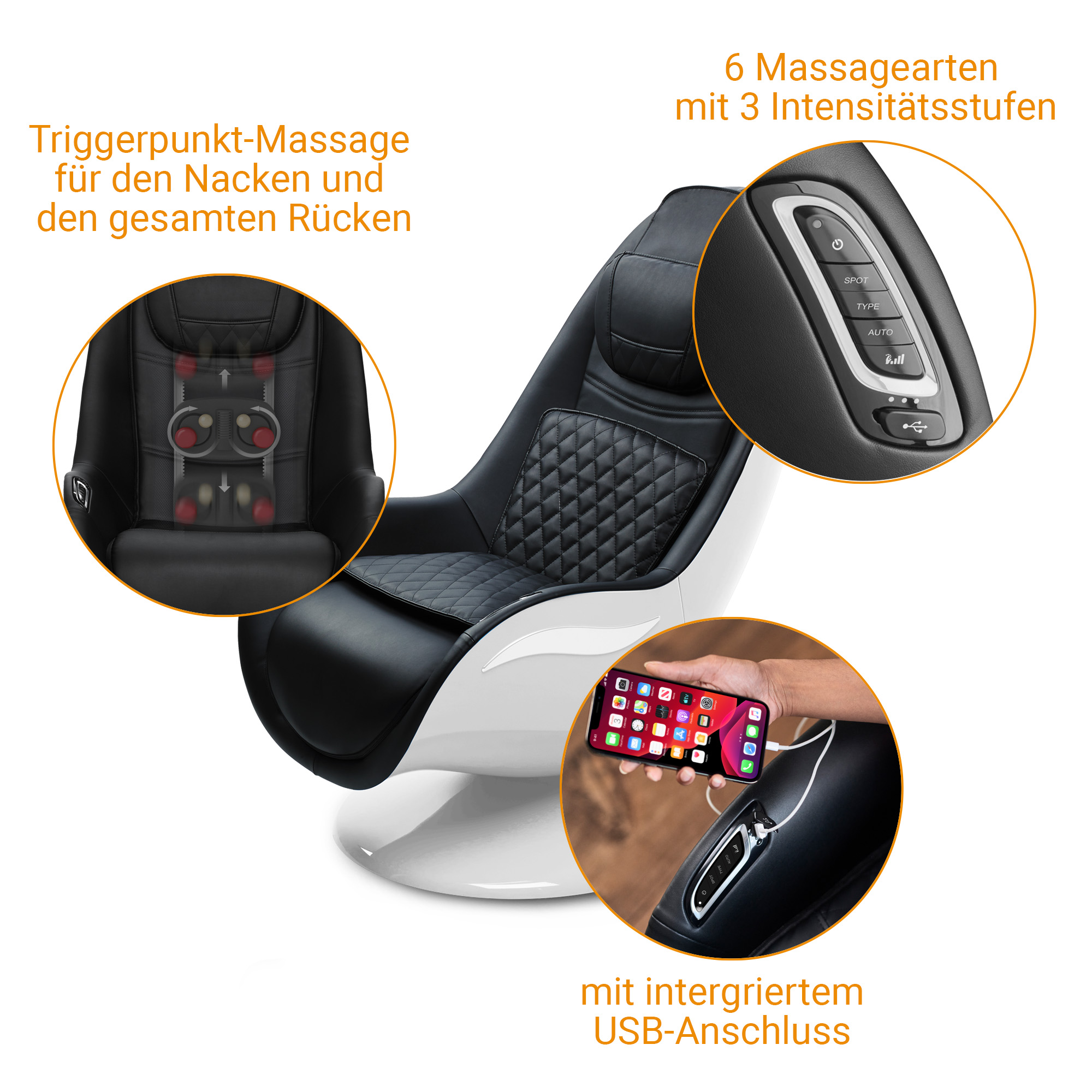 RS 660 Lounge Chair mit Massagefunktion und Hocker