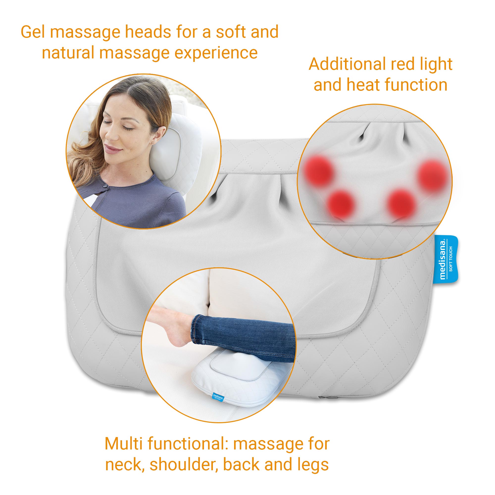 MCG 800 grey | Gel Shiatsu massage pillow