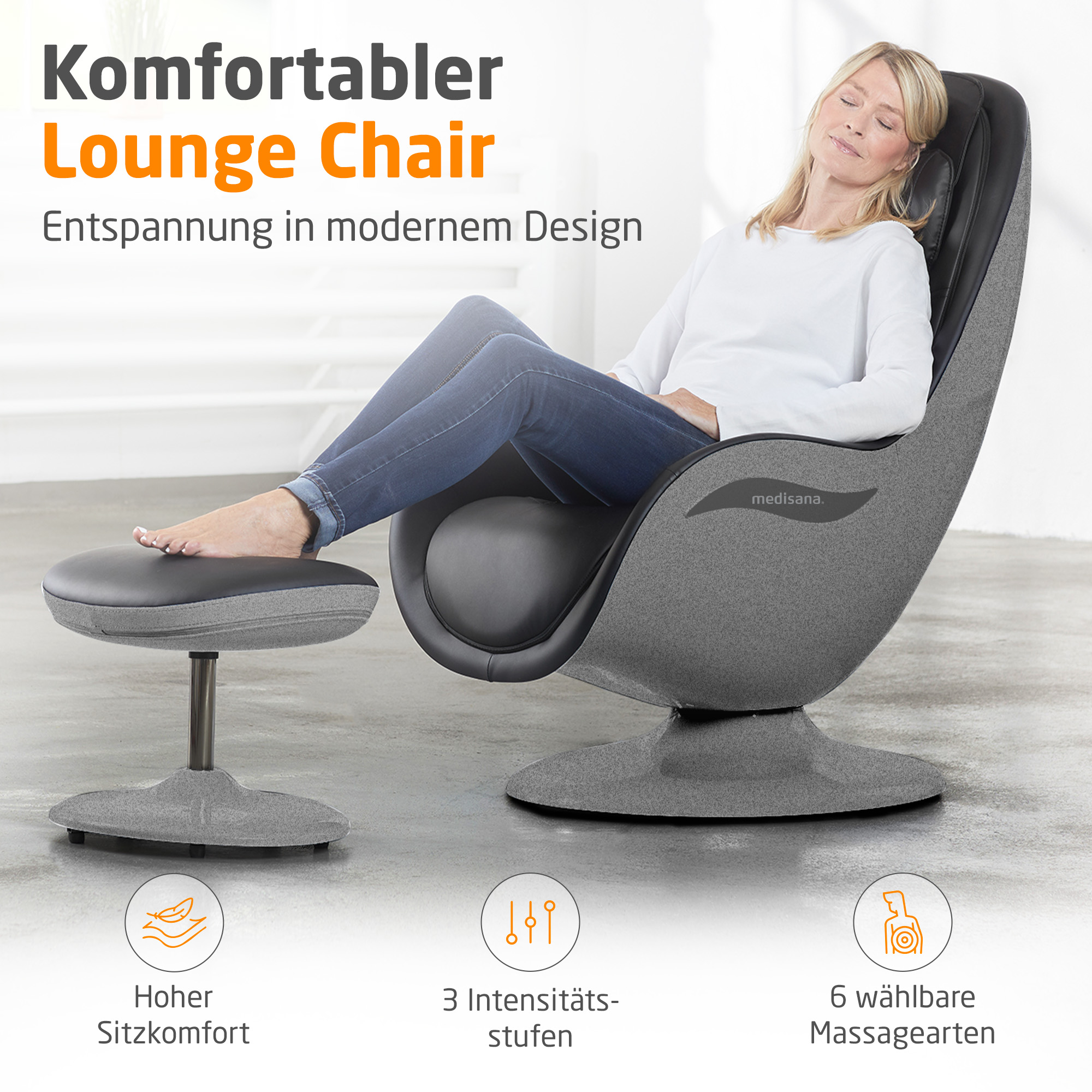 RS 670 | Lounge Sessel mit Massagefunktion und Hocker