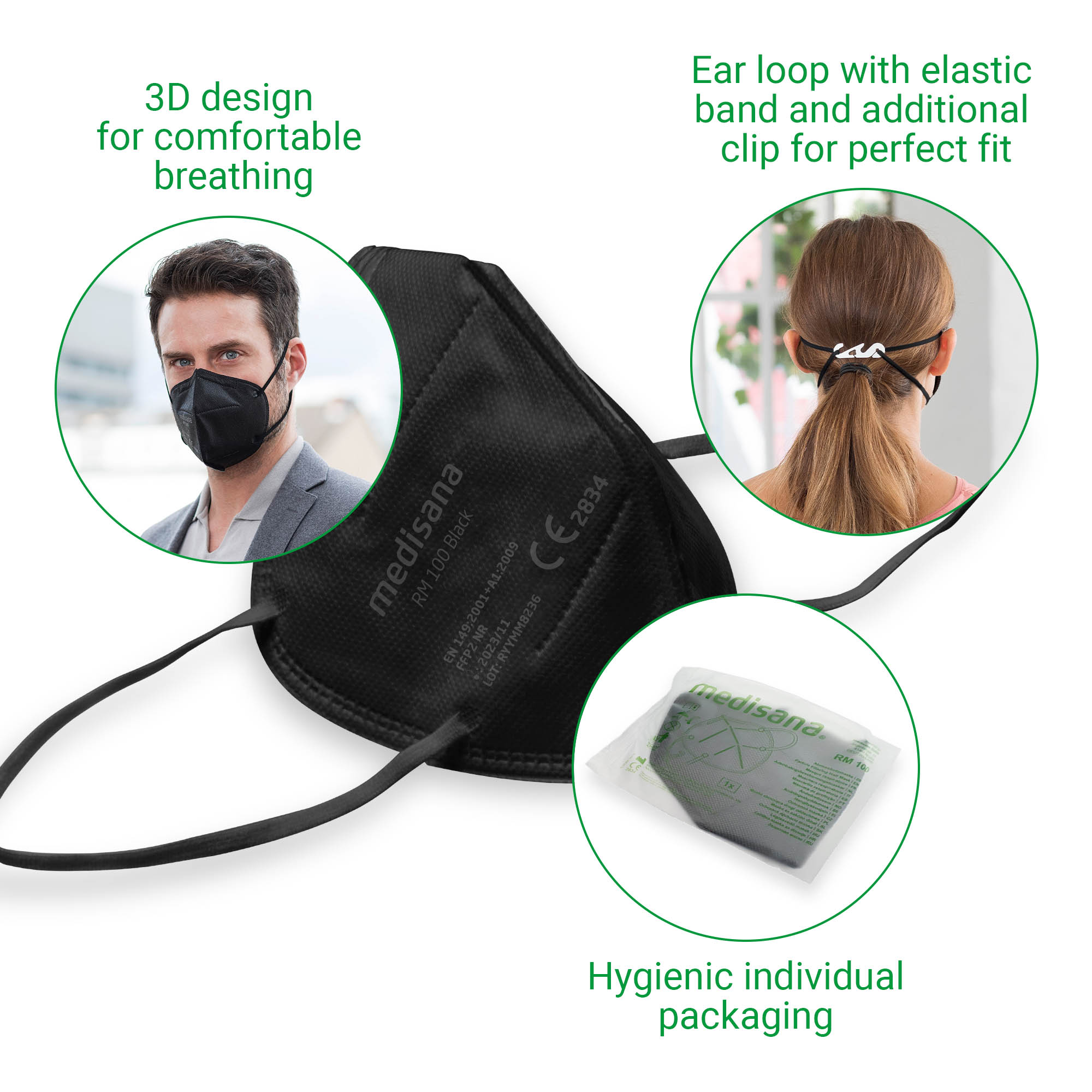 RM 100 | FFP2 Maske - 100 Stück - schwarz