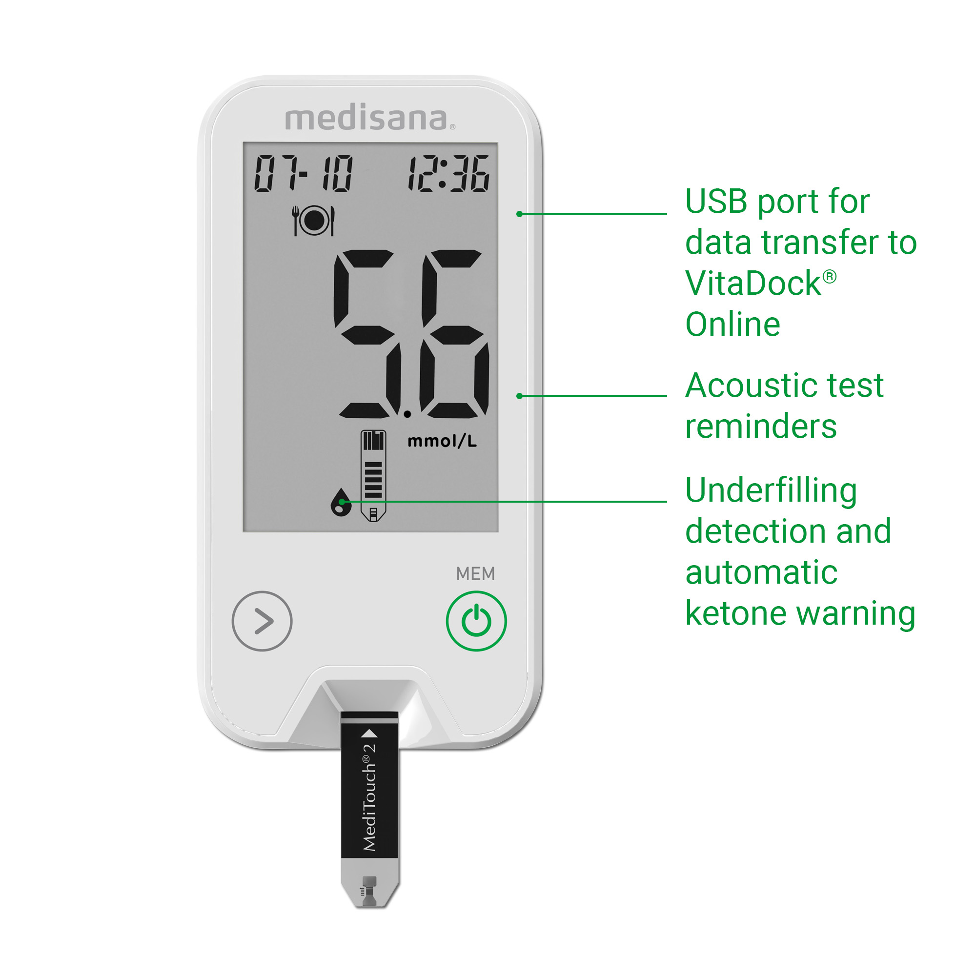 MediTouch 2 mmol/L | Blood glucose meter