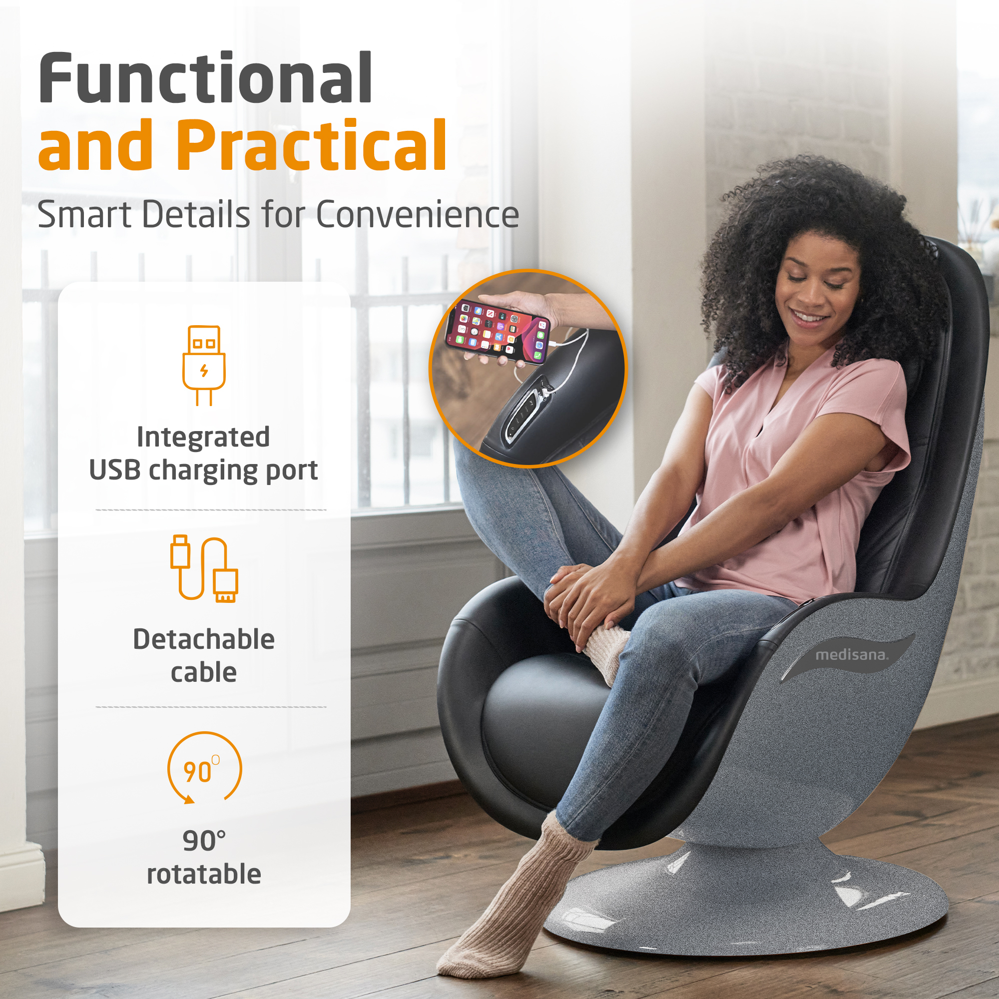 RS 670 | Lounge chair with massage function and ottoman