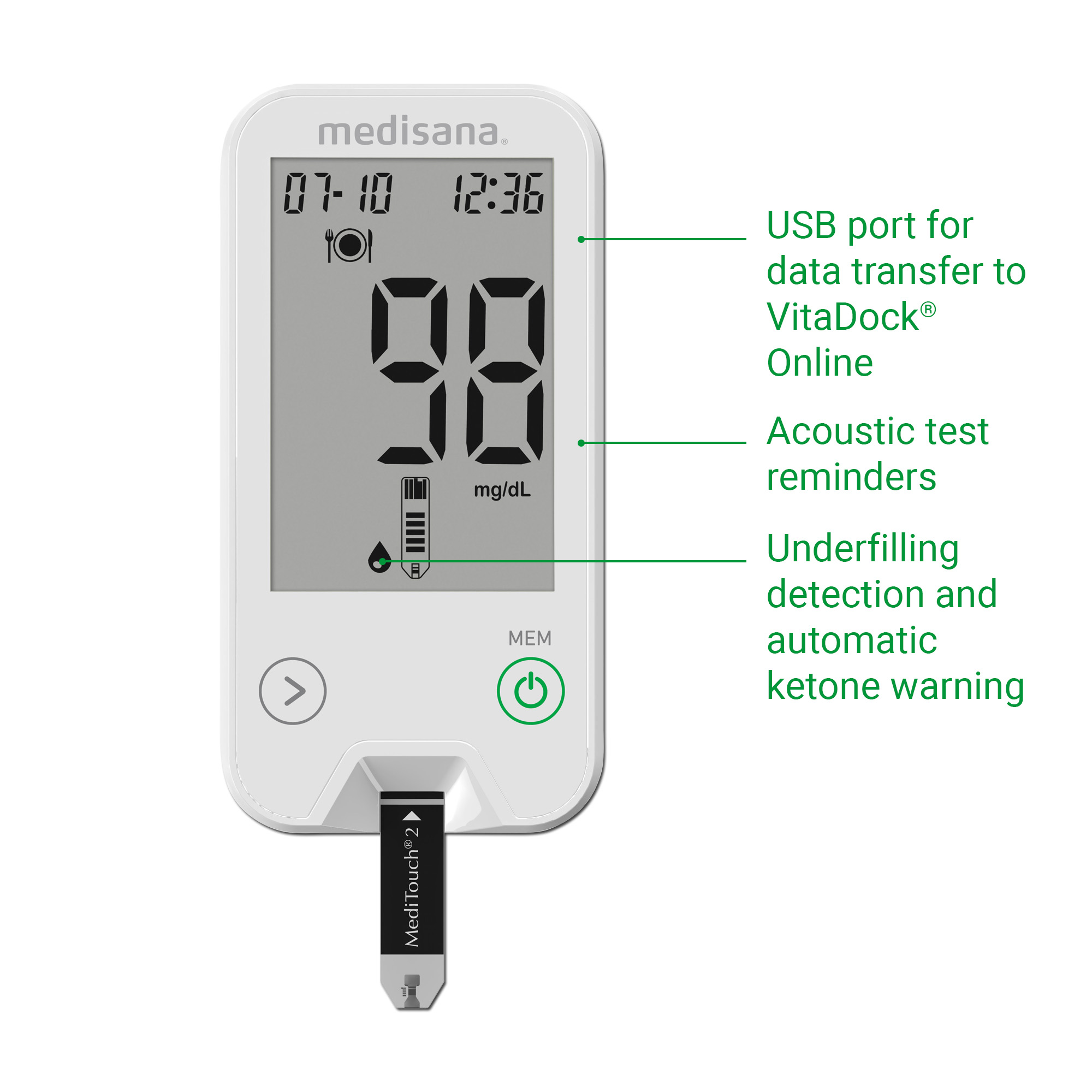 MediTouch 2 mg/dL | Blood Glucose Meter