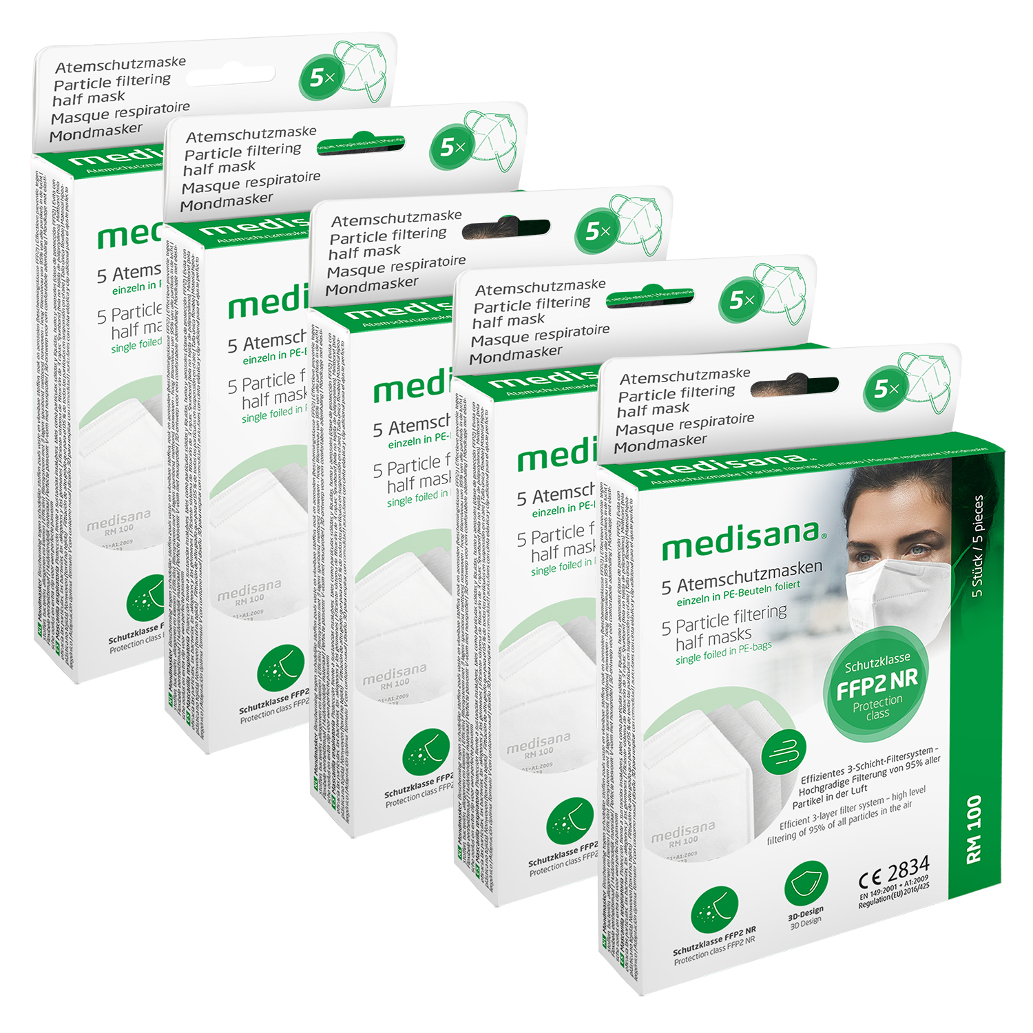 25 Stück medisana® Atemschutzmaske 100 RM FFP2